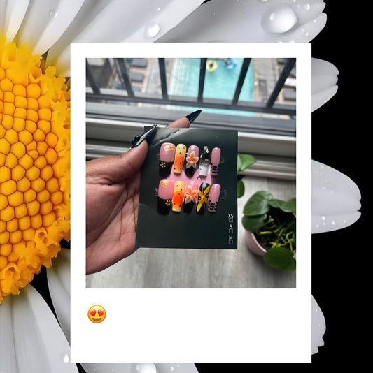 BLACK FRENCH TIP WITH 3D Flower