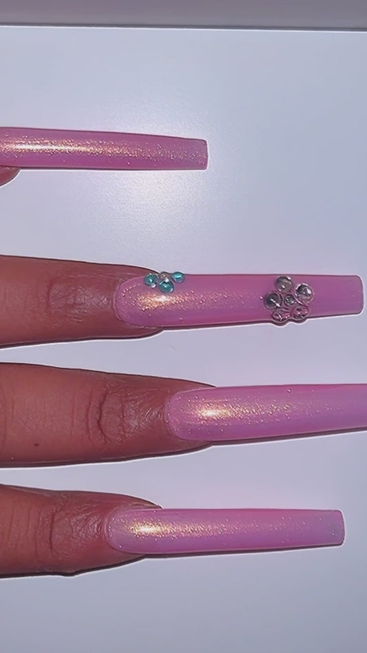 Pink Glitter/ Shimmer with flower